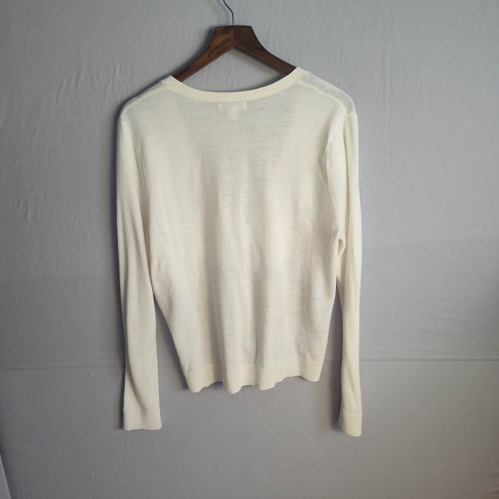 New York & Company Cream Grey Black Colorblock Argyle Cardigan Sweater XL - Picture 2 of 9